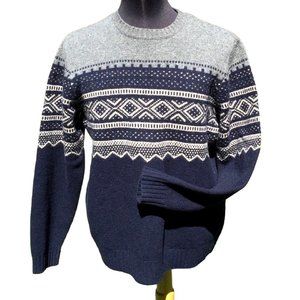 EDDIE BAUER Men's Navy 100% Lambs wool Crewneck Sweater  Size L